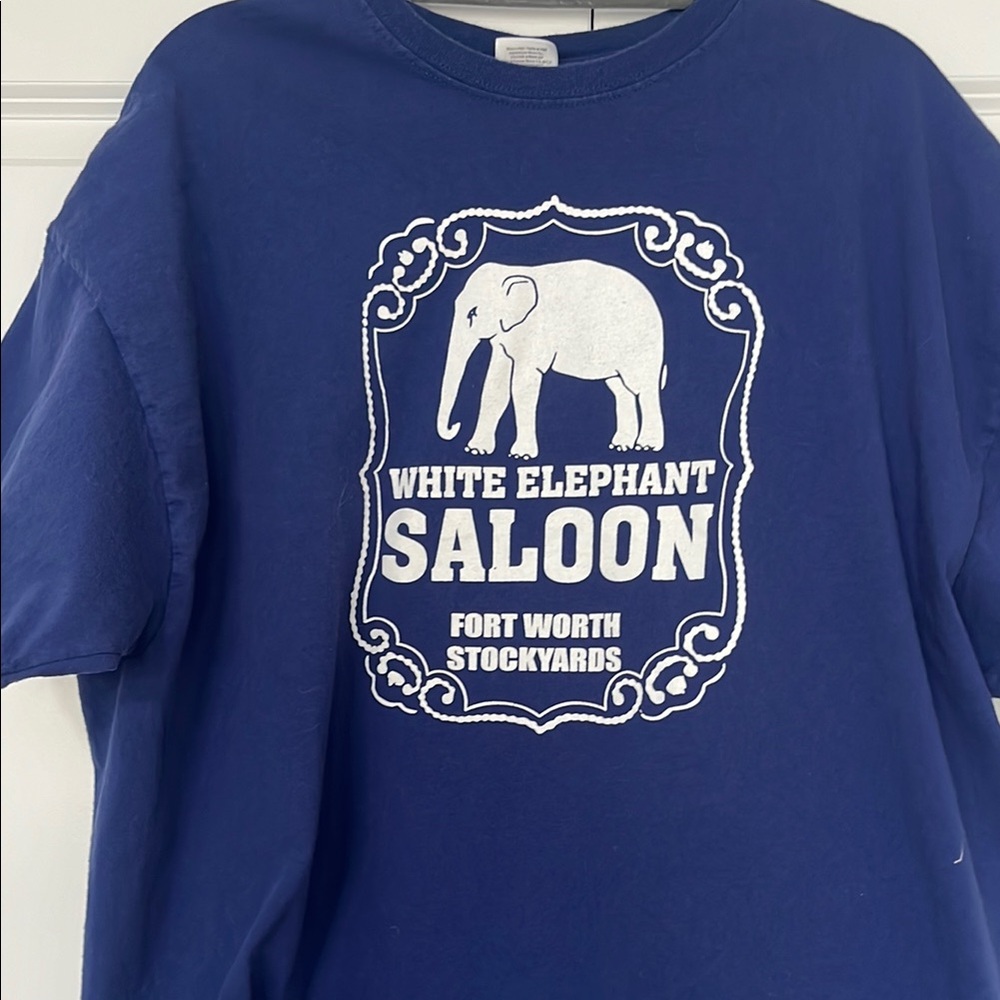 Blue White Elephant Saloon T-Shirt